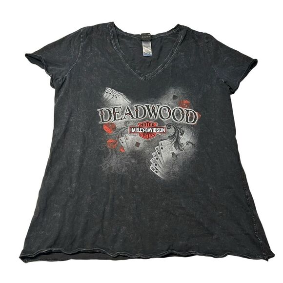 Vintage Harley Davidson Women’s XL Deadwood South Dakota Graphic Tee Distressed - Picture 1 of 6